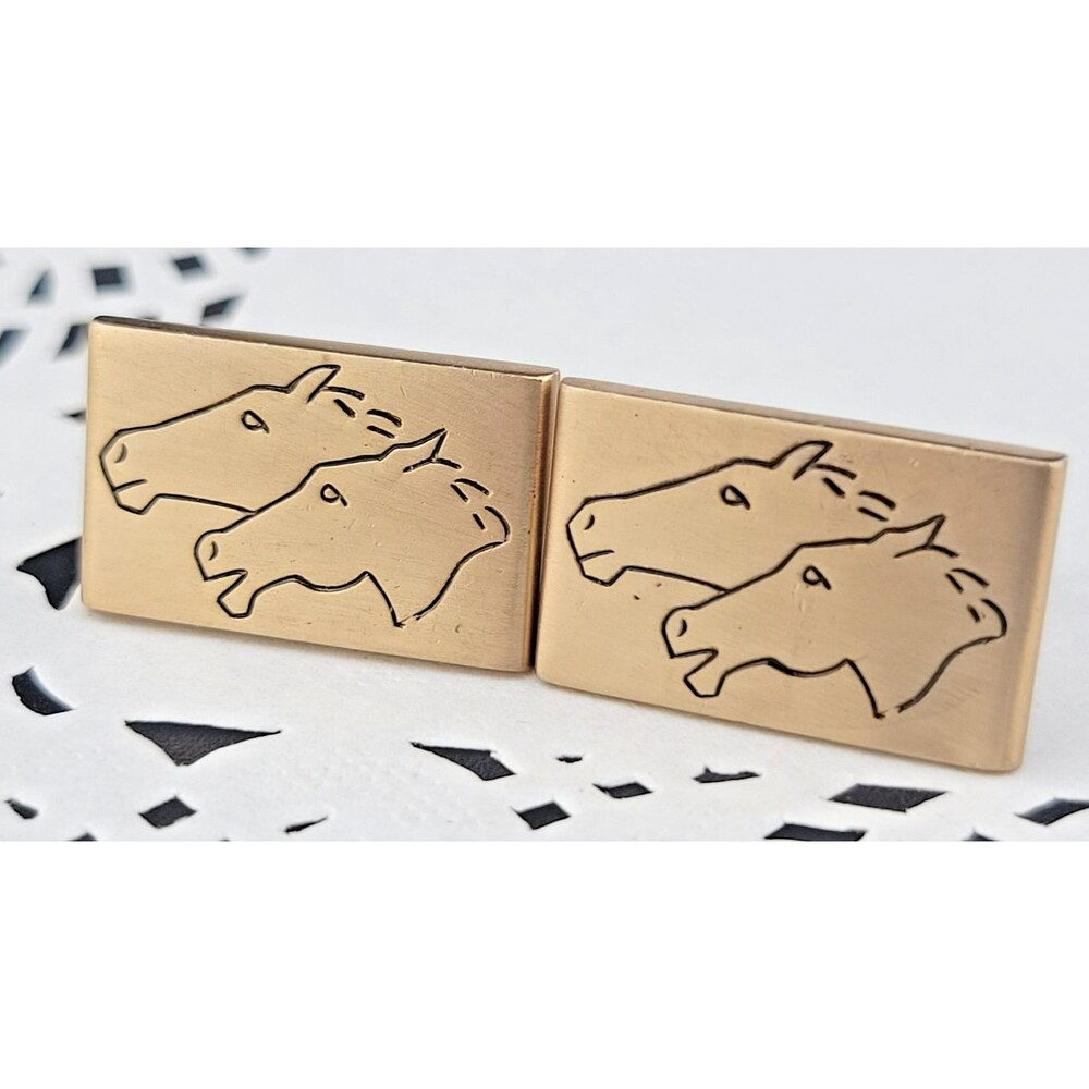 Vintage Signed Swank Mustang 🐎 Horse Gold Plated 7/8" Cufflinks